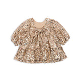 Konges Slojd lila sequins bow dress, gold glitter