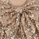 Konges Slojd lila sequins bow dress, gold glitter