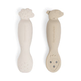Done By Deer tiny farm learning spoon set, sand