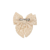 Konges Slojd aries sequin bow hair clip, white smoke