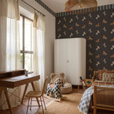 Dekornik wallpaper spanish horses with border, blue