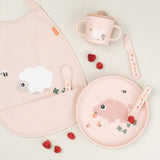Done By Deer tiny farm pull-over bib, powder