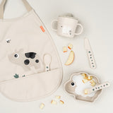Done By Deer tiny farm pull-over bib, sand