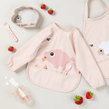 Done By Deer tiny farm sleeved pocket bib, powder
