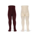 Konges Slojd tights bordeaux/off white, 2 pack