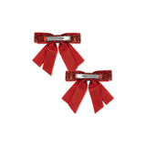 Konges Slojd velvet double hair bow red glitter,2 pack