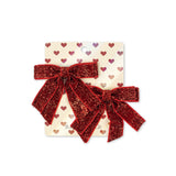 Konges Slojd velvet double hair bow red glitter,2 pack