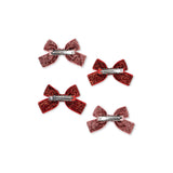 Konges Slojd micki bow hair clips red glitter/rose glitter,4 pack