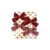 Konges Slojd micki bow hair clips red glitter/rose glitter,4 pack