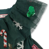 Konges Slojd yvonne christmas festive dress, hunter green