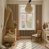 Dekornik wallpaper stripes, green/brown