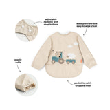 Done By Deer sleeved pocket bib tiny farm, sand