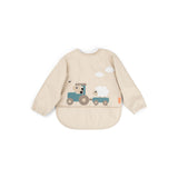 Done By Deer sleeved pocket bib tiny farm, sand