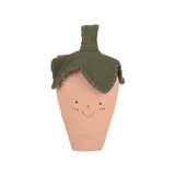 Nobodinoz embroidered strawberry cushion in washed cotton wabi-sab