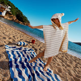 Nobodinoz beach poncho with cotton gauze lining portofino black stripes