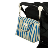 Nobodinoz stroller organizer & mini bag stories, green blue stripes