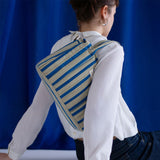 Nobodinoz stroller organizer & mini bag stories, green blue stripes