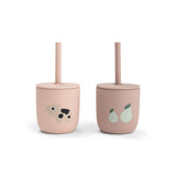 Done By Deer silicone straw cup 2-pack tiny farm ,powder