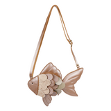 Donsje thysa purse gold fish, clay metalic leather
