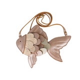 Donsje thysa purse gold fish, clay metalic leather