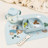 Done By Deer stick&stay compartment bowl tiny farm ,blue