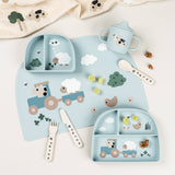 Done By Deer stick&stay compartment bowl tiny farm ,blue