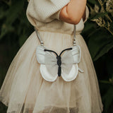 Donsje alja purse vlinder, silver metallic leather