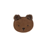 Donsje pouty clip fluffy bear, teddy brown suede