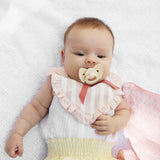 Elodie binky bow, oat white silicone