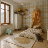 Dekornik wallpaper maxi check, yellow/blue